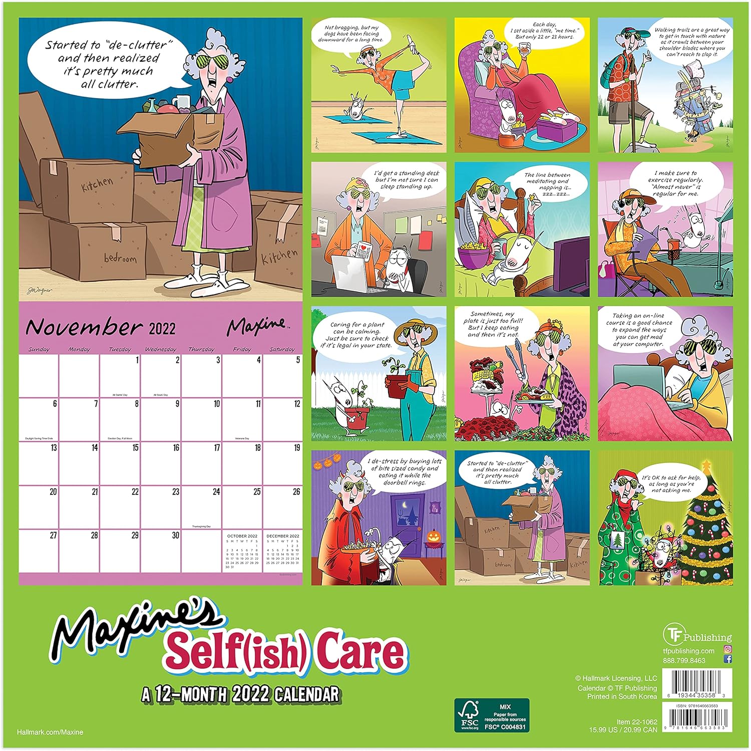 Buy Tf Publishing - 2022 Maxine Selfish Care Wall Calendar - Home And Office Organizer - Large Monthly Grid For Plans - 4 Bonus Months - 12X12" Online In Indonesia. B08Rrpltgf